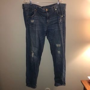 Medium Wash Distressed Boyfriend Jeans